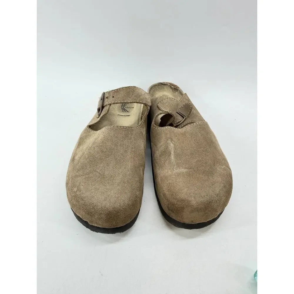 White Mountain Italy Leather Clogs Mules Beige Women’s Size 10M Comfort